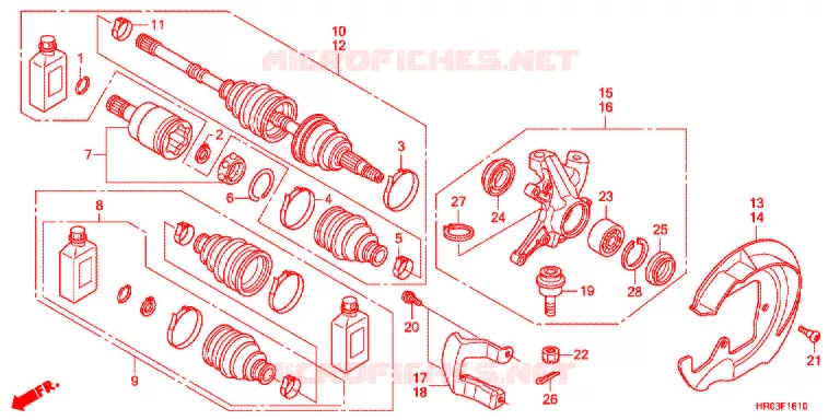 ARBRE DE ROUE AVANT Honda ATV 500 FOURTRAX 2012  TRX500FEC