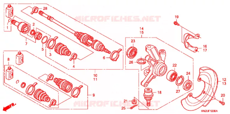 ARBRE DE ROUE  Honda ATV 500 FOURTRAX 2012  TRX500FPAC