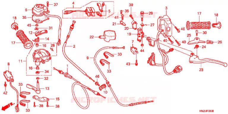 LEVIER DE GUIDON - CABLE - COMMODO Honda ATV 500 FOURTRAX 2012  TRX500FPAC