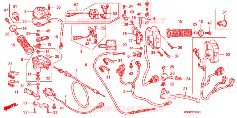 LEVIER DE GUIDON - CABLE - COMMODO Honda ATV 680 FOURTRAX 2012  TRX680FAC