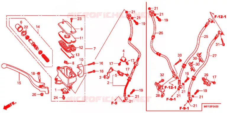 MAITRE CYLINDRE DE FREIN AVANT Honda MOTO 1300 VT 2012  VT1300CXAC