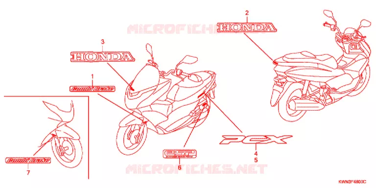 AUTOCOLLANTS Honda SCOOTER 125 PCX 2012  WW125EX2C