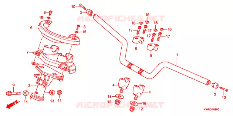 GUIDON - CARENAGE Honda SCOOTER 125 PCX 2012  WW125EX2C