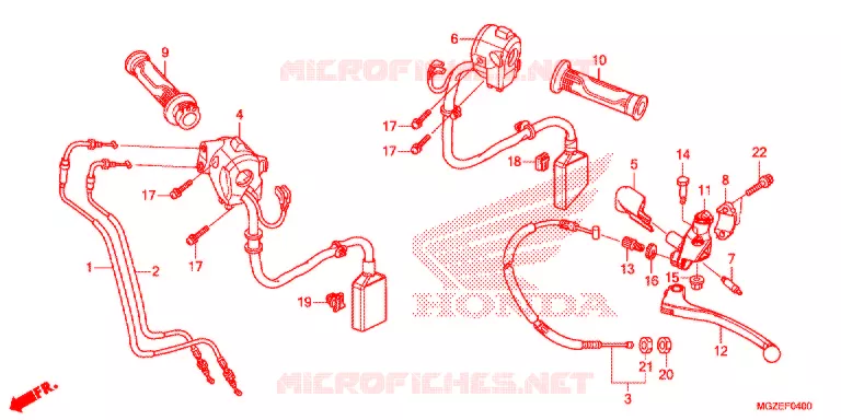 LEVIER DE GUIDON - CABLE - COMMODO Honda MOTO 500 CB 2014  CB500FE