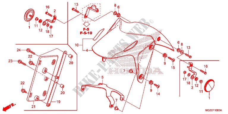 GARDE BOUE AVANT pour Honda CB 500 F ABS 2013