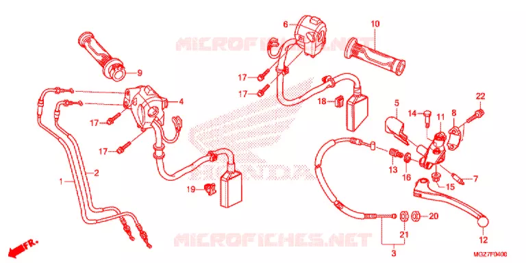 LEVIER DE GUIDON - CABLE - COMMODO Honda MOTO 500 CB 2013  CB500XAD