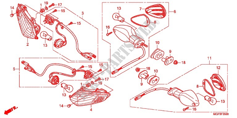 CLIGNOTANT pour Honda CBR 1000 RR WHITE 2012