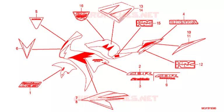AUTOCOLLANTS (CBR1000RRC/RAC) Honda MOTO 1000 CBR 2012  CBR1000RRC