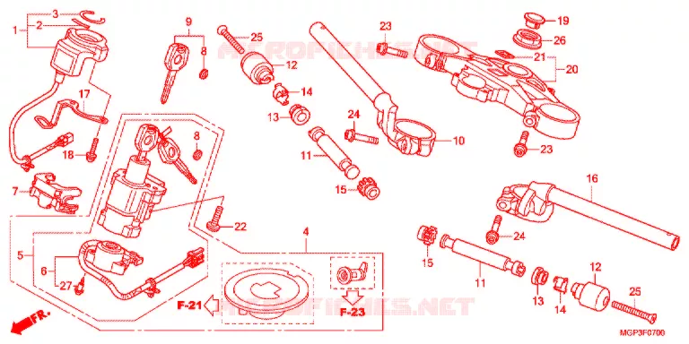 GUIDON - TE DE FOURCHE (CBR1000RRC/D/RAC/D) Honda MOTO 1000 CBR 2012  CBR1000RRC