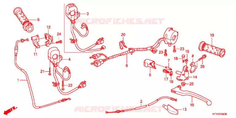 LEVIER DE GUIDON - CABLE - COMMODO Honda MOTO 125 CBR 2012  CBR125RTC