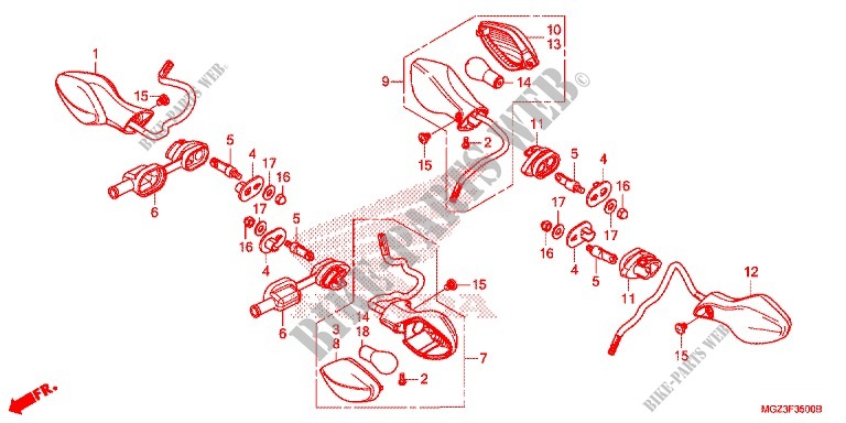 CLIGNOTANT pour Honda CBR 500 R ABS BLANCHE 2013