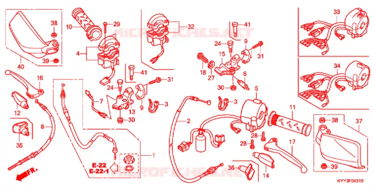 LEVIER DE GUIDON - CABLE - COMMODO (2) Honda MOTO 125 CB 2015  CGX125SHE