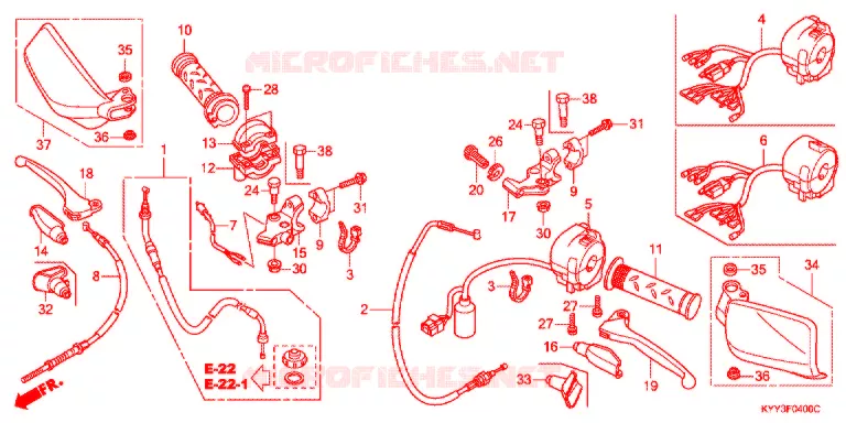 LEVIER DE GUIDON - CABLE - COMMODO (1) Honda MOTO 125 ACE 2014  CGX125SHE