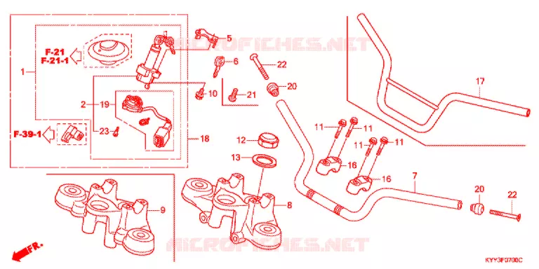 GUIDON - TE DE FOURCHE Honda MOTO 125 ACE 2014  CGX125SHD