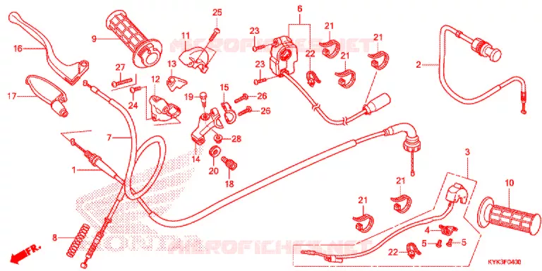 LEVIER DE GUIDON - CABLE - COMMODO Honda MOTO 110 CRF 2013  CRF110FD