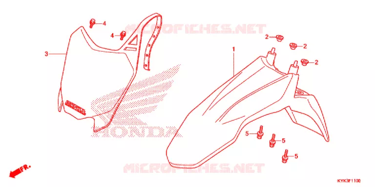 GARDE BOUE AVANT Honda MOTO 110 CRF 2014  CRF110FE