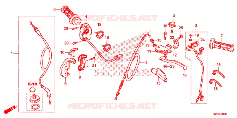 LEVIER DE GUIDON - CABLE - COMMODO Honda MOTO 125 CRF 2016  CRF125FBE