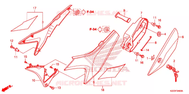 COUVERCLES LATERAUX Honda MOTO 250 CRF 2013  CRF250LD