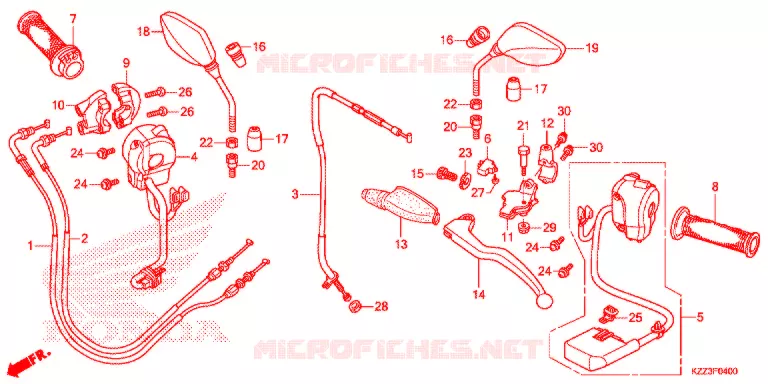 LEVIER DE GUIDON - CABLE - COMMODO Honda MOTO 250 CRF 2015  CRF250LD