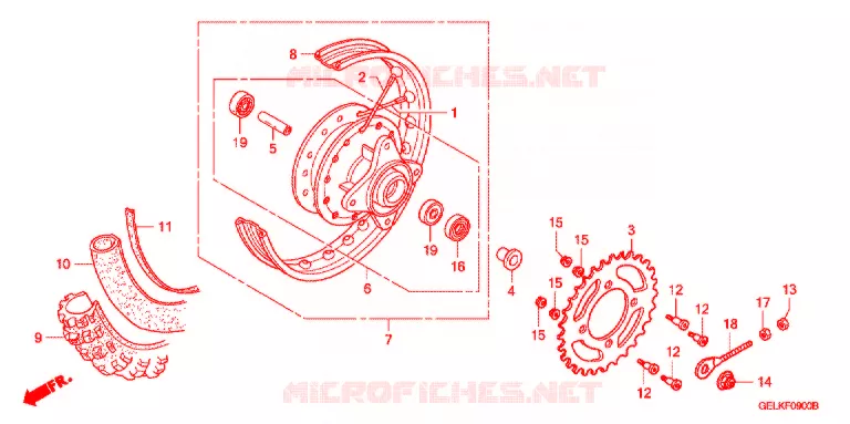 ROUE ARRIERE Honda MOTO 50 CRF 2007  CRF50F7
