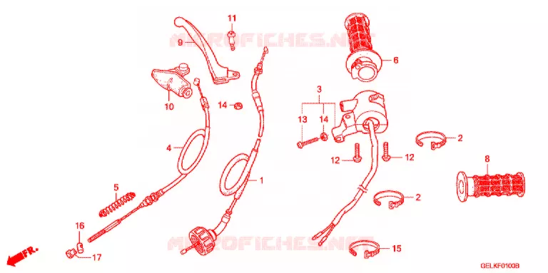 LEVIER DE GUIDON - CABLE - COMMODO Honda MOTO 50 CRF 2012  CRF50FB
