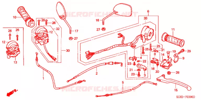 LEVIER DE GUIDON - CABLE - COMMODO Honda MOTO 125 SONIC 2001  FS125C1