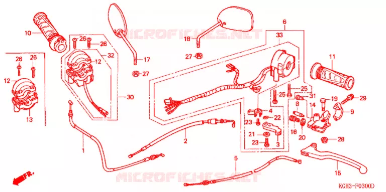 LEVIER DE GUIDON - CABLE - COMMODO Honda MOTO 125 SONIC 2002  FS125MC2