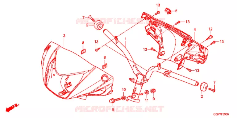 GUIDON - CARENAGE (NSC50/MPD/WH) Honda SCOOTER 50 VISION 2014  NSC50E