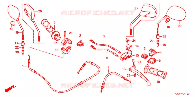 LEVIER DE GUIDON - CABLE - COMMODO Honda SCOOTER 50 VISION 2014  NSC50MPDE
