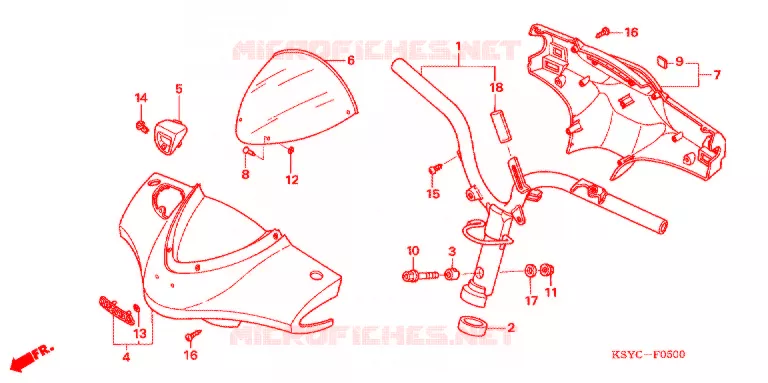 GUIDON - CARENAGE (1) Honda SCOOTER 125 ELITE 2006  SC1252SH5