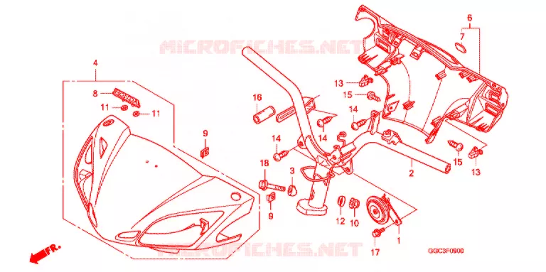GUIDON - CARENAGE Honda SCOOTER 110 SPACY 2012  SCR1104WHC