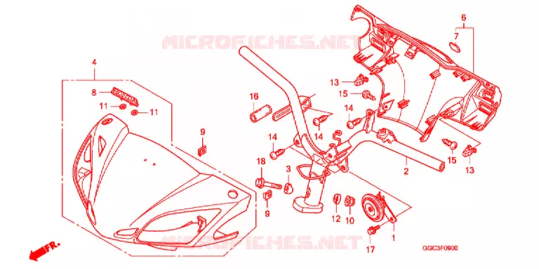 GUIDON - CARENAGE Honda SCOOTER 110 SPACY 2013  SCR1104WHD