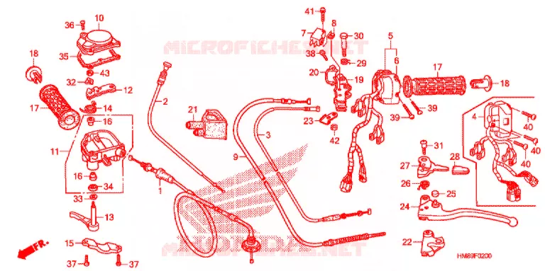 LEVIER DE GUIDON - CABLE - COMMODO Honda ATV 250 FOURTRAX 2013  TRX250TMD