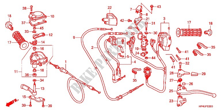 LEVIER DE GUIDON   CABLE   COMMODO pour Honda FOURTRAX 420 RANCHER 4X4 Electric Shift 2011