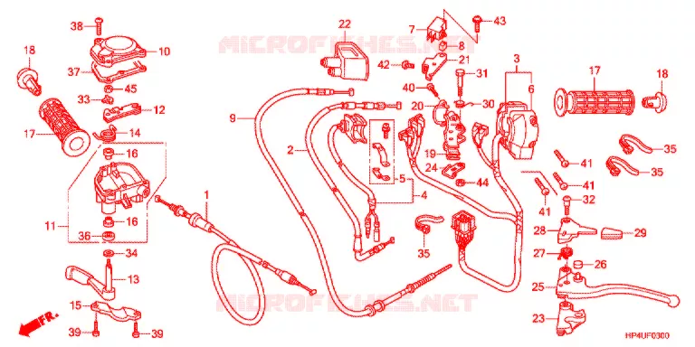 LEVIER DE GUIDON - CABLE - COMMODO Honda ATV 420 FOURTRAX 2011  TRX420FPMB