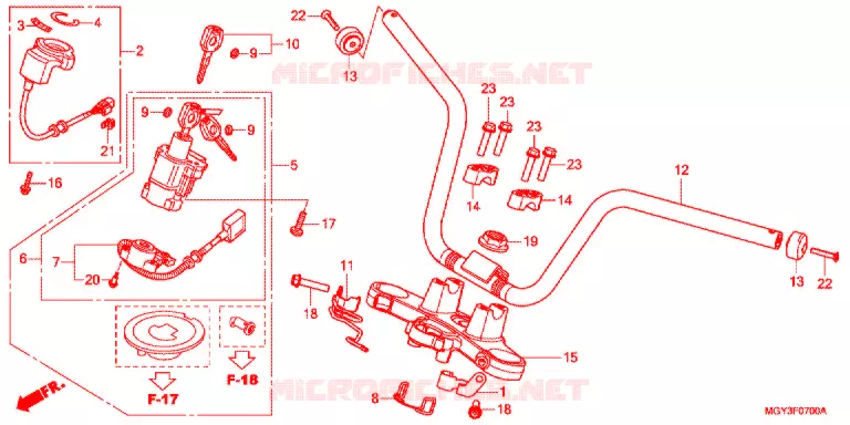 GUIDON - TE DE FOURCHE Honda MOTO 800 CROSSRUNNER 2014  VFR800XD