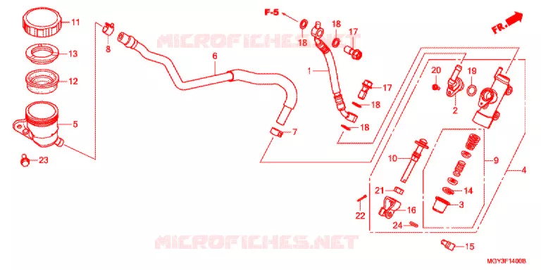 MAITRE-CYLINDRE DE FREIN ARRIERE Honda MOTO 800 CROSSRUNNER 2014  VFR800XD