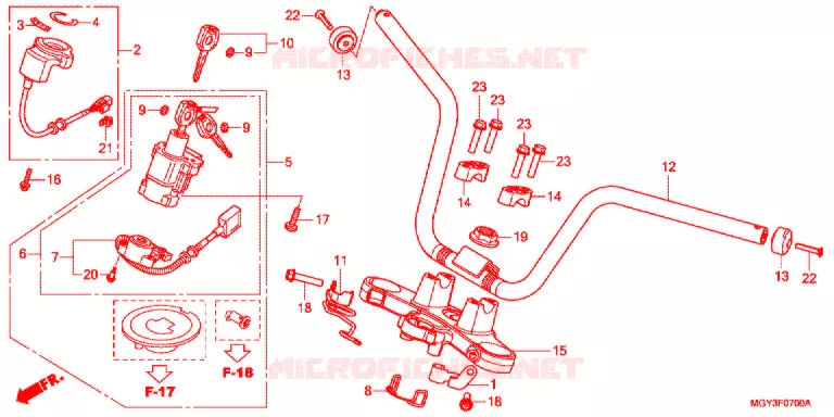 GUIDON - TE DE FOURCHE Honda MOTO 800 CROSSRUNNER 2013  VFR800XD