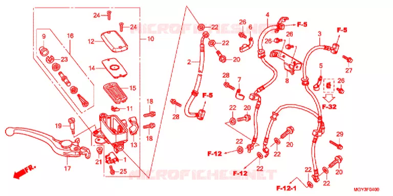 MAITRE CYLINDRE DE FREIN AVANT Honda MOTO 800 CROSSRUNNER 2013  VFR800XD
