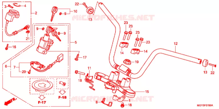 GUIDON - TE DE FOURCHE Honda MOTO 800 CROSSRUNNER 2013  VFR800XD