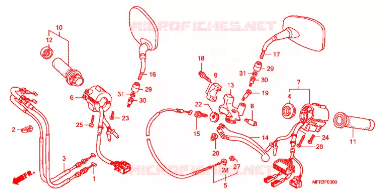 COMMODOS - POIGNEES - CABLES Honda MOTO 1300 VT 2010  VT1300CXA