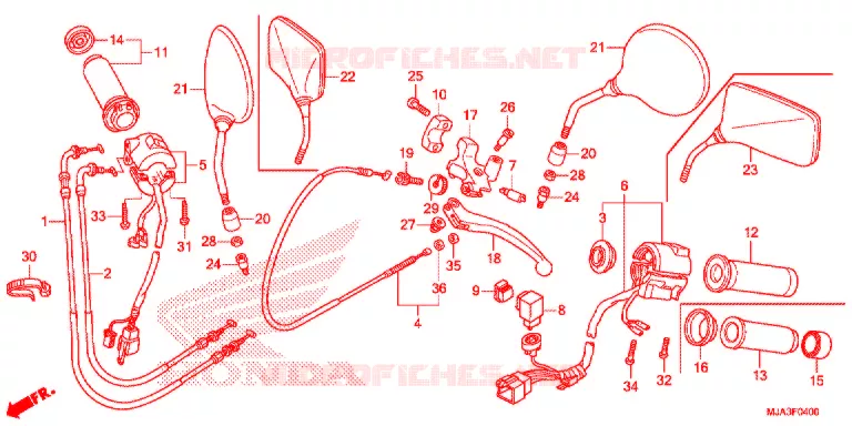 LEVIER DE GUIDON - CABLE - COMMODO Honda MOTO 750 SHADOW 2013  VT750C2SD
