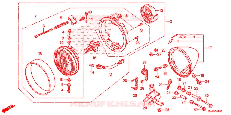 PHARE (VT750C/CA/CS) Honda MOTO 750 SHADOW 2013  VT750CSD