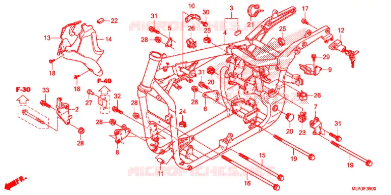CADRE (VT750C/C2S/CA/CS) Honda MOTO 750 SHADOW 2013  VT750CSD