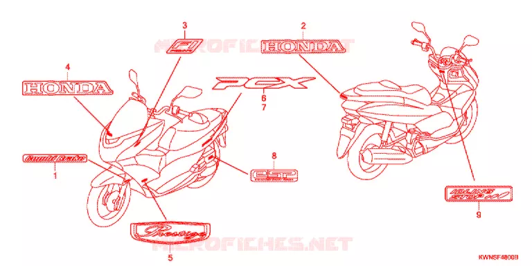 AUTOCOLLANTS Honda SCOOTER 125 PCX 2012  WW125SB