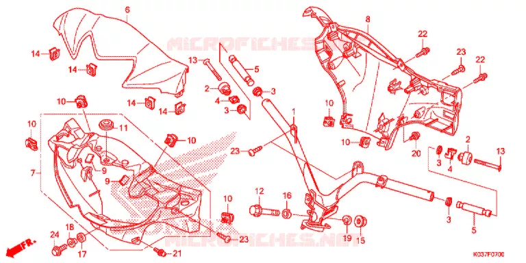 GUIDON - CARENAGE Honda MOTO 110 WAVE 2015  AFS110CSFF