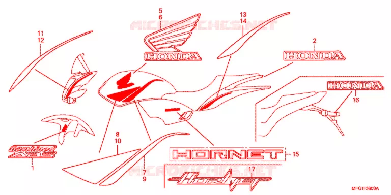 AUTOCOLLANTS Honda MOTO 600 HORNET 2010  CB600FA3A