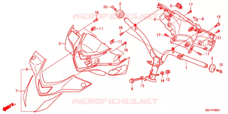 GUIDON - CARENAGE (NSC502WH/T2) Honda SCOOTER 50 VISION 2014  NSC502WHD