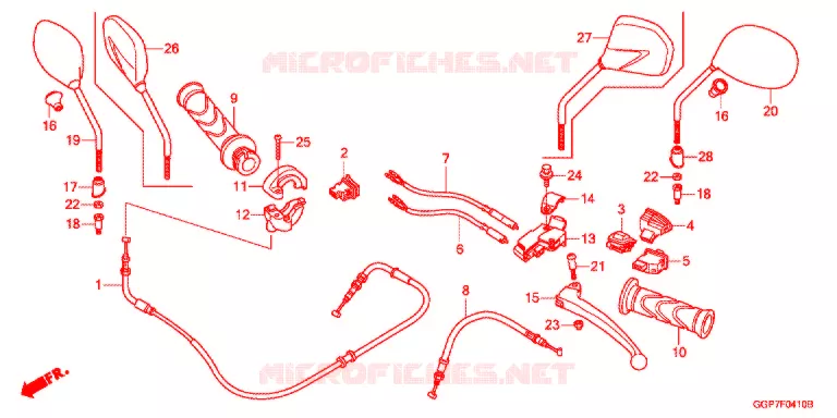 LEVIER DE GUIDON - CABLE - COMMODO Honda SCOOTER 50 VISION 2014  NSC502WHD