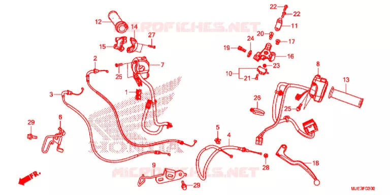 LEVIER DE GUIDON - CABLE - COMMODO Honda MOTO 650 CBR 2015  CBR650FAE